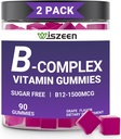 Sugar Free Vitamin B Complex Gummies with Vitamin C, Methylated B Complex for Women, Men & Adults - B12, B2, B5, B6, B7, B9 - Vitamin B Complex Suplemen Energi Imune