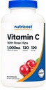 Nutricost Vitamin C dengan Rose HIPS 1025mg, 120 Capsules - Vitamin C 100m, Rose HIPS 25mg, Premium, Non- GMO, Gluten Free Suplemen