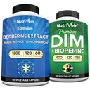 Nutrivena Premium DiM & Berberine Suplemen Bundle: Tinggi-Absorpsi Berin & DIM Suplemen dengan Bioperin - untuk keseimbangan Hormonal, Peraturan Digetical, Metabolisme, & Overall Wellness