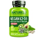 NATURELO Vitamin D3 K2 - Vegan dengan Tanaman Berdasarkan D3 dari Lichen - Suplemen Alam untuk Sistem Kebal, Dukungan Tulang, Kesehatan Jantung - Tidak-GMO - Gluten Bebas, 60 Kapsul