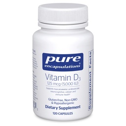 Encapsulasi Murni Vitamin D3 125 mcg (5.000 IU) - Tambahan untuk Dukung Bone, Gabungan, Breast, Heart, Colon, dan Imune Health * - dengan Vitamin D - 120 Capsules