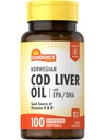 Sundance Norwegia Cod Liver Oil 124; 100 Softgels 126; dengan EPA dan DHA 124; Sumber Vitamin A & D 124; Non- GMO dan Gluten Free Suplemen