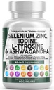 Bersihkan Nutra Selenium 300mcg Iodin 500mcg Dukungan untuk Women & Men 124; L Tyrosine 500mg Ashwaganda Suplemen Bladderwrack, Turmeric, Kelp, Schisandra Zinc Pistles Suplemen