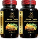 Calcium Magnesium Suplemen - Relaxation Muscle, Kalsium Citrate dengan Vitamin D, Magnesium, dan Manganese, Fosforus Gluten Bebas, Non GMO - 2 Botol 240 Kapsul