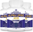 Lipomal Alpha Lipoic Acid 1600mg per Serving, ALA Suplemen Kesehatan Antioksidant, Energi dan Metabolism - Gluten Bebas & Non GMO 180 Capsules