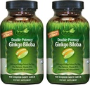 Irwin: Double- Potency Ginkgo Biloba - 60 Liquid SoftGels - Otak, Fokus & Sirkulasi Dukungan - 2 Pack