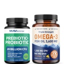 Omega 3 Fish Oil dan Probiotic Capsules 124; Triple Power EPA & DHA dengan Probiotic Gut Health & Imune Dupport Suppplemen Atlery Bundle Comprehensive