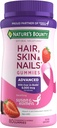 Solusi Nature Optimal Solutions Advanced Hair, Skin, Nails, 2X Biotin, 80 Strawberry Gummies, 40 Total Servis