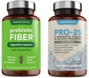 Vitamin Bounty Pro-25 Propoletic and Prebiotic Fiber Bundle - Dietary Fiber, 13 Prototic Strains, Gut Health, Digetical Health, Delayed Rilis - Bundle