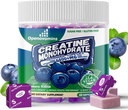 Cretine Monohydrate Soft Chews Complex 6400mg for Men & Women -Advanced Formula W / L-Taurine + Vitamin B12, Sugar Free Chewable Suftchews, 60 Blueberry Softchews