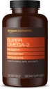 Elemen Super Omega-3, EPA & DHA Omega-3 asam lemak (1280 mg per Serving, 2 Softgels), Natural Lemon Flavor, 120 Count (Paket mungkin bervariasi)