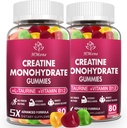 Creatine Monohydrate Gummies - 5g for Men & Women, 160 Count and Creatine Chewable Suplemen untuk Muscle Gain, Muscle Strength, Energy Boost, and Muscle Builder, Sugar Free, Vegan