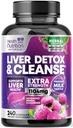 Gentle Liver Cleanse Detox & Repair Formula - Advanced Liver Support with Silymarin Milk Thistle, Dandelion Root, Artichoke Extract, Turmeric, Choline, & Beetroot - 240 Vevgie Capsules