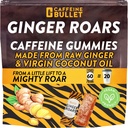 Ginger Roars - 60 Energy Gummies - Vegan Caffeine Chews Each 33mg, Made with a Tasty, Natural Fiery Kick for Improved Running, Cycling, Prebures & Focus.