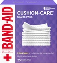 Johnson & Johnson Band-Aid of First Aid Product Cushion- Care Gauze Pads, 4 X 4 Inches, 25 Cacah (Paket 12)