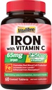 Tambahan Besi dengan Vitamin C untuk Defisiensi Besi & Magnesium Kompleks 10 dalam 1 Defiensi Magnesium