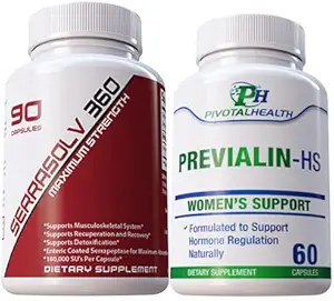 Serrraolv 360: Paket Fibriod Kekuatan Ekstra - Dissolve Fibroids Quickly (Serrasolv 360 Cap & Previalin 60) Juga Membantu dengan Bloating, Disfort dan Hormon Balancing