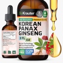 BIO KRAUTER Panax Ginseng Extract Liquid - Korean Red Ginseng Support Free - Imune Dupport - Vegan, Sugar Free - 2 Fl.Oz.