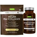 Vegan Vanilla Collagen Protein Powder + Astaxanthin Vegan Bundle, Collagen Boosting Formula + Natural 4mg H. Pluvialis Astaxanthin for Hair, Skin & Nails, by Igennus
