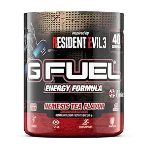 G Fuel Celeste Strawberry Energy Powder, Pre Workout Caffeine Mix for Gaming, Sugar Free Focus Amino, Vitamin + Antioksidants, 9.8oz (Celeste Strawberry, 40 Servings)