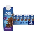 Murni Protein Protein Shake, 30g Protein Lengkap, Siap untuk Minum dan Keto- Friendly, Vitamin A, C, D, dan E ditambah Zinc untuk Mendukung Kesehatan Abadi, 11oz Botol, 12 Pack