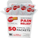 Stopain Pain Relief Clinical Gel Packet, USA Made, Max Strength Acting with MSM, Glucosamine, Menthol for Arthitis, Lower Back Sciatica, Knee, Neck HSA FSA Topical Products, 50 Pack
