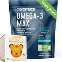 Bundle Keluarga Coromega - Omega-3 Ikan Oil untuk Orang Dewasa & Anak-anak (60 Squeze Packets) 2400mg / 650mg Omega- 3 + Vitamin D, 3X More Absorpsi Daripada Pil, Tidak Pasy Aftertaste, Coconut Bliss & Tropical Orange