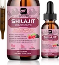 Shilajit Resin Liquid Drops 126; Organik Shilajit 85 + Trace Kompleks Mineral dengan Ashwagandha, Turmeric, Ginseng, Coba Supppplemen Divalry, Energi Booster - Vegan