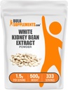 BulkSuplements.com White Kidney Bean Extract Powder - White Ginney Bean Powder - Herbal Bean Suplemen - Gluten Free, 1.5g per Serving, 500g (1.1 Ibs) (Paket 1)