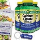 Spring Valley Calcium Citrate Tablet Diet Suplemen 600 mg 300 Ct 3 pk Choice Bundle (900 Total) + Vitamin Panduan & Pil (5 Item)!