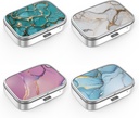 Kotak Pil 2 Kompartemen Kedokteran Kasus, Portabel untuk Pocket atau Purse Pill Box Decorative Metal Medical Vitamin Organizer Unik Gift 4PCS