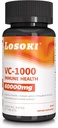 Losoki VC 1000 - Tinggi - Dose Vitamin C Suplemen untuk Dukungan Imune & Perlindungan Antioksidant - Buffered Formula dengan Powder Rose HIPS - 60 Tablet