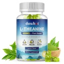 L- Theanine Gummies 400mg, Suplemen Teanine Chewable untuk Dewasa & Anak 4 +, Relief Stress Alam, Suplemen zzZ & Focus, Vegan, Rendah Gula, Non-Drowsy, Lemon Flavor, 60 Chewables