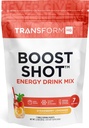 TransformHQ Boost Shound Powder Minum Paket Stick, Strawberry Lemonade, 7 Pack, Suplemen Energi untuk Perempuan & Pria, dengan Caffeine, Vitamin B12, B9, B6 & B3