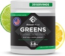 Fossil Fuel Super Greens Powder Premium Superfood 124; 40 + Organic Nutrients 124; Green Veggie Whole Foods, Wheatgrass, Spirulina, Kale for Energy, Gut Health, Detox Cleanse (20 Pelayan)