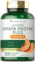 Carlyle Papaya Enzyme Pablets Chewable 124; Vegetarian, Non- GMO, Gluten Free Formula 124; Tropical Flavor