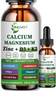 Kalsium Magnesium Zinc Liquid Drops, Liquid Magnesium Glycinate 500mg Calcium 1000mg dengan Vitamin D3, K2, B6, B12, Coq10 untuk Kekuatan Tulang, Fungsi Otot, 6X Lebih Kuat dari Kapsul Gummi