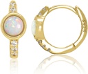 14K Gold Plated 925 Sterling Silver Menciptakan White Opal Huggie Hoop Earrings
