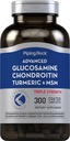 Piping Rock Glucosamin Chondroitin MSM Turmeric 124; 300 Caplets 144; Tambahan untuk Perempuan dan Pria 124; Advanced Triple Power Complex 12.4; Non-GMO & Gluten Bebas