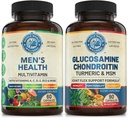 Mens Daily Multivitamin & Advanced Joint Bundle (One Bottle Each). Supportatif Holistic Wellness, Boosted Energy, dan Gabungan Kesehatan. USA Made.