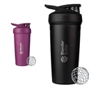 BlenderBottle 24- Ounce Stainless Steel Shaker Cups with Wire Whilk, Plum and Black