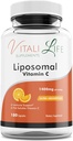 Vitali Life Lipomal Vitamin C, 1400 mg, 180 Kapsul, Penyerangan Tinggi Ultra dari Actibic Acid, Antioksidan Kuat, Dukungan Sistem Imune, Collagen Boosting untuk Kesehatan Skin