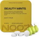 NOZ Beauty Mints - Sugar-Free Biotin Mint untuk Glowing Skin, Heally Hair & Strong Nails - Juicy Pear Flavor 124; Traveler -Friendly Suppports, Vitamin C, B6 & B12 124; Non-GMO, 25 Mints