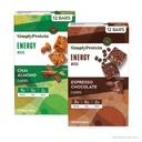 Protein - Energy Bites Variety Pack, 24 Bars - Plant Based Caffeinated Squares - 55mg Caffeine - Energy Boost - 8g Protein, 2g Sugar, 5- 6g Fiber, 120- 130 Kalories - Vegan, Gluten Free, Non GMO
