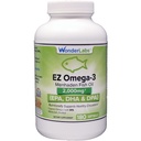 Lab Wonder EZ Omega- 3 Atlantik Menhaden Tambahan Minyak Ikan 2000 mg, Burpless, Dibuat di Amerika Serikat, Keseimbangan Sempurna EPA + DHA + DPA 180 Softgels