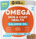 Omega 3 Alaska Fish Oil Treats for Dogs (180 Ct) - Dry & Itchy Skin + Allergy - Shiny Coats - EPA & DHA Fatty Acids - Salmon Natural Oil Chews - Ayam Turki
