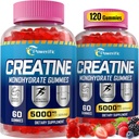 Cretine Monohydrate Gummies for Men & Women Pre Workout Gummies with Taurine, Vitamin B6 & B12 Creatine Monohydrate Chewable for Increate Energy, Endurance, Muscle, Organic (2 Packs)