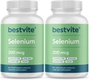 BESTVITE Selenium 200mcg (360 Vegetarian Capsules) (2-Pack) - Tidak ada Stearates - Tidak ada Agen Flow - Vegan - Non-GMO - Gluten Bebas