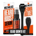 Wild Willies Growth Kit - Premium Derma Roller & Beard Boost Serum - Microneedle Roller & Beard Growth Serum dengan Biotin & Caffeine untuk Fuller Beard, Scalp Care - Easy to Use Kit with Case