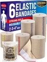 Performance Elastic Bandage Brap - 6 Pack (2x2in, 2x3in, 2x4in) - Self-Menutup Kembang Kompresi Kuat Gulung untuk Feet, Ankles, Wrists, and Knees